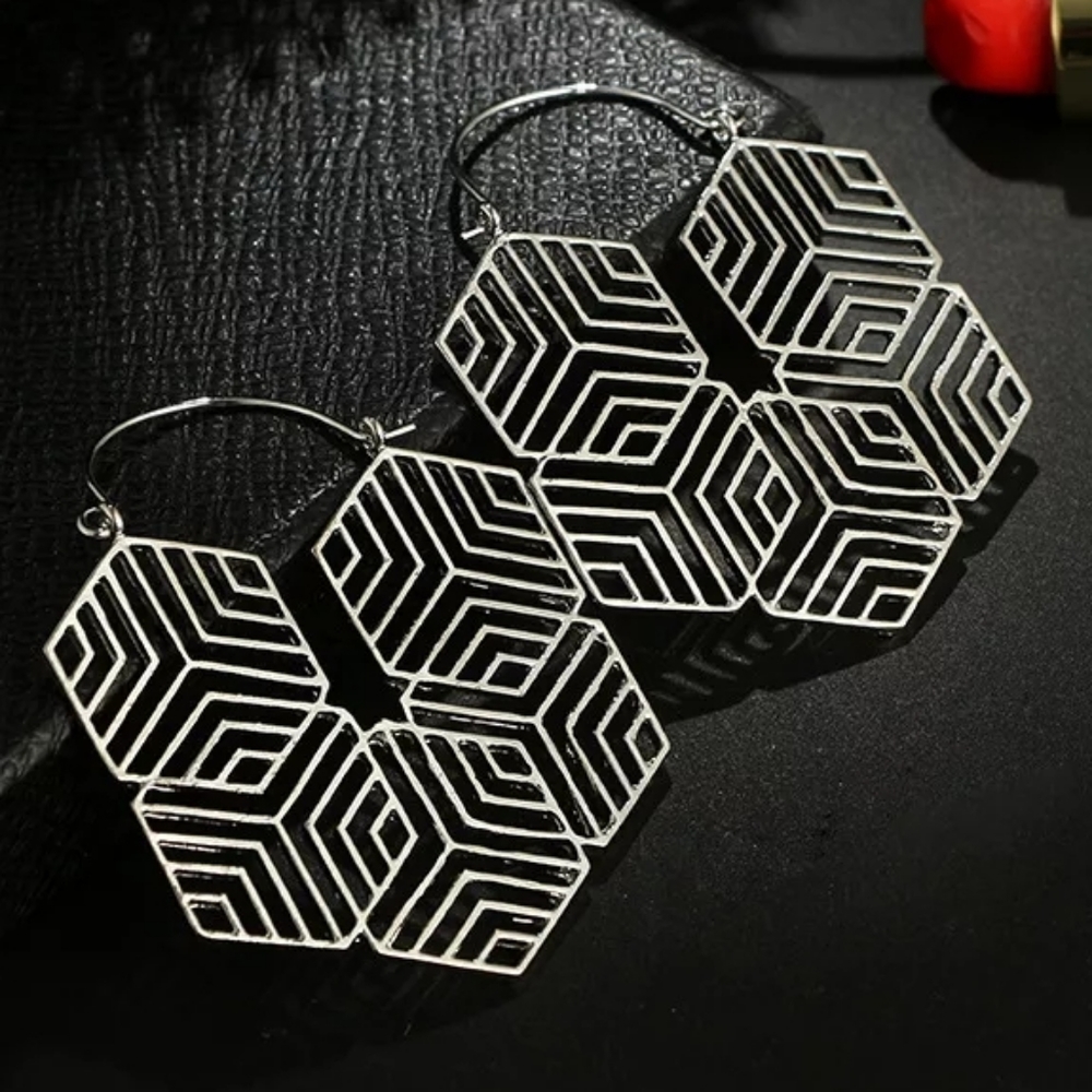 Classic Ancient African Silver Retro Metal Earrings